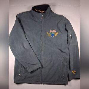 DANBURY MINT "ITALIA" Embroidered Fleece Jacket Men's Size XL Bluish Gray